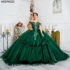 Изысканное бальное платье изумрудно-зеленое платье для Quinceanera шикарный корсет с бусинами и аппликацией оранжевое Пышное милое праздничное платье для 16 девушек