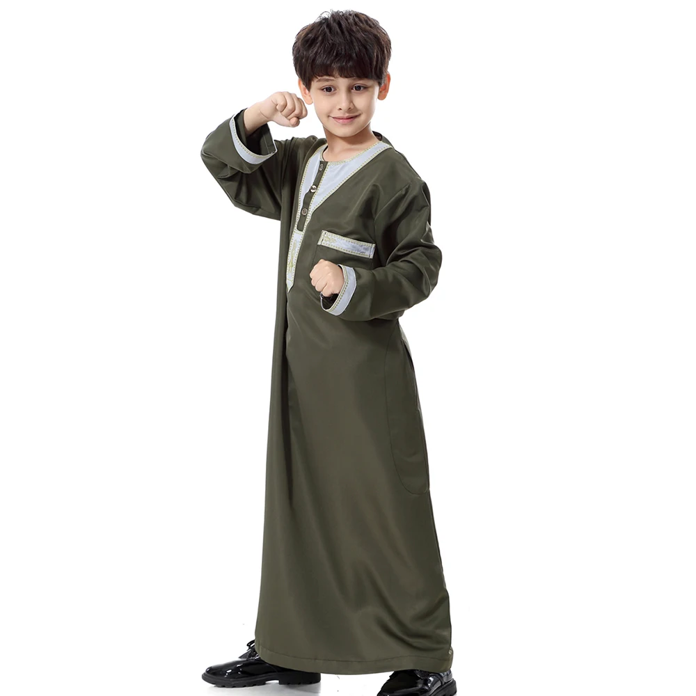 Hanyimidoo Muslim Abaya for Boys Jubba Thobe Middle East Long Robes Kaftan Arab Dubai Adult Long sleeve Islamic Clothing