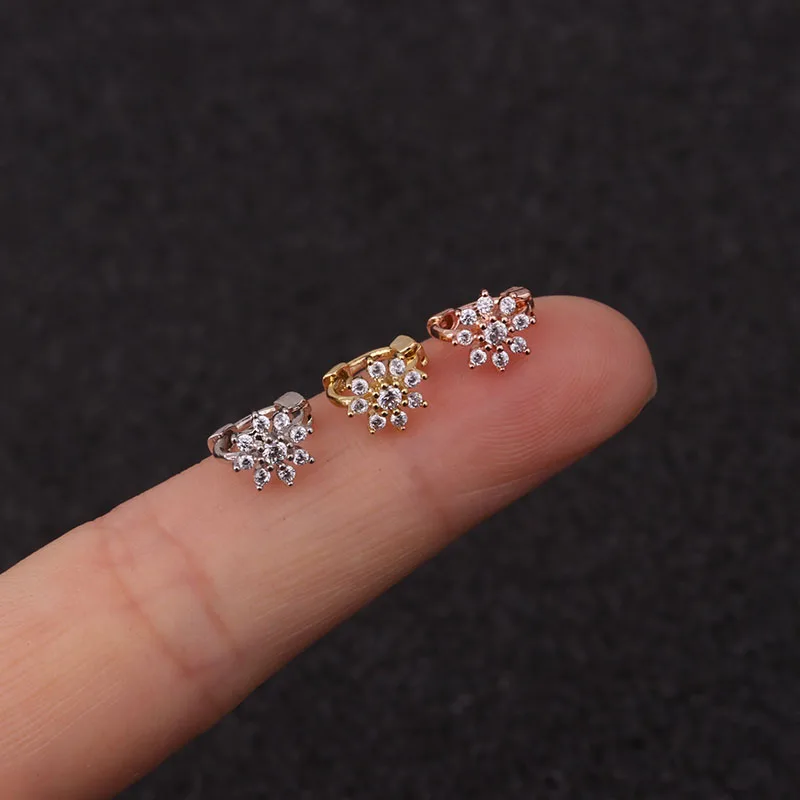 Серьга-кольцо Sellsets с фианитами для пирсинга ювелирные изделия ушной хрящ белого