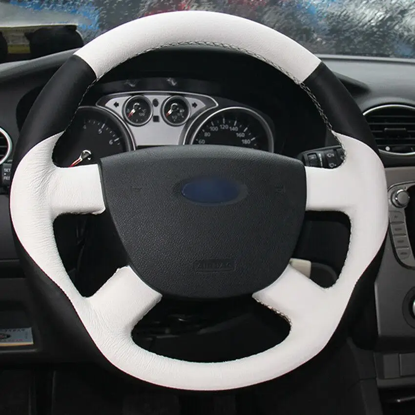 

For Ford Focus 2 2005-2012 Car Steering Wheel Cover Hand-stitch on Wrap Cover