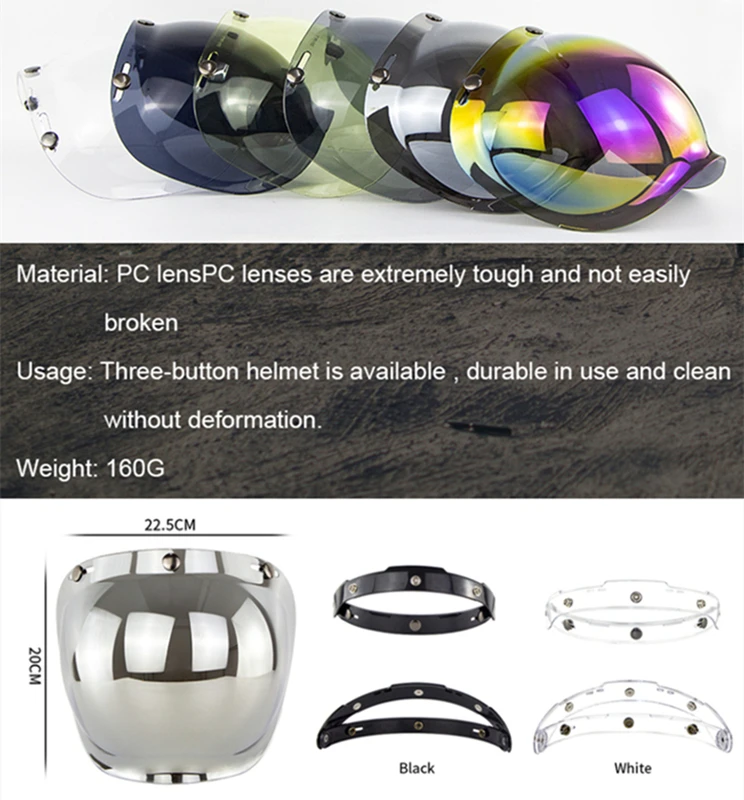 Шлем с открытым лицом козырек Ретро мотоциклетный шлем пузырьковый высокая