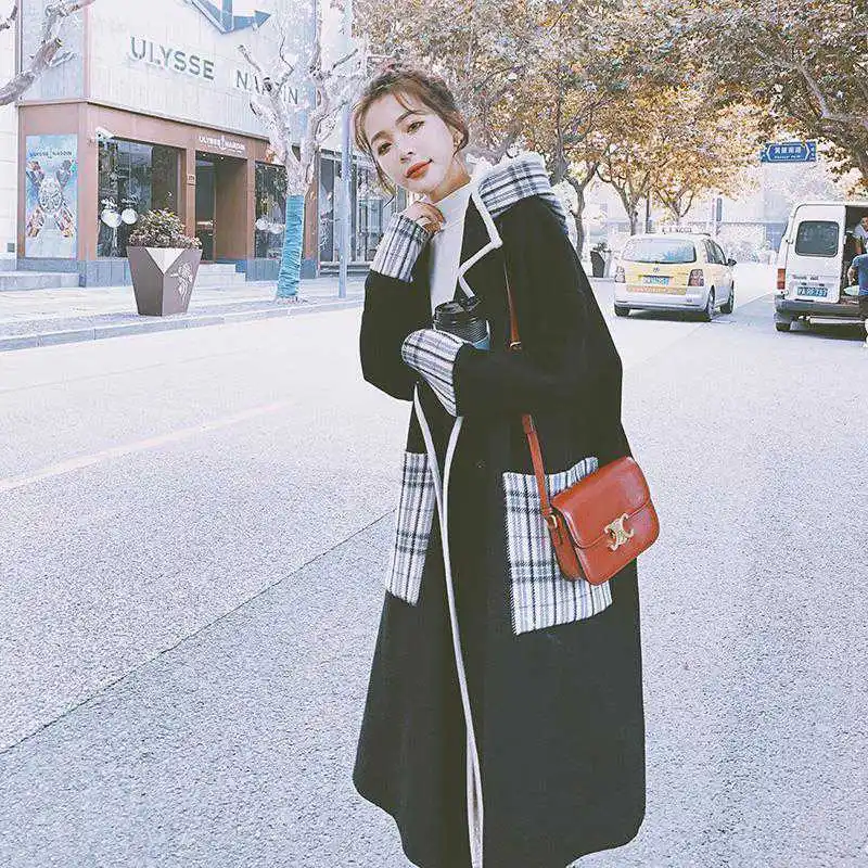 Черная шерстяная Женская куртка новинка 2021 шерстяное Женское пальто средней