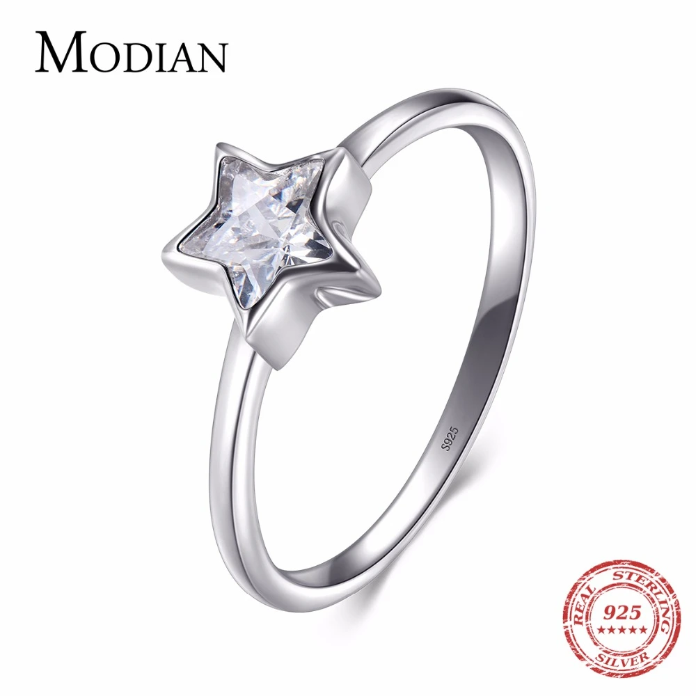 

Modian 2021 NEW Cubic Zirconia Jewelry Authentic 925 Sterling Silver Star Ring Fashion Simple Rings For Women Elegant Gift