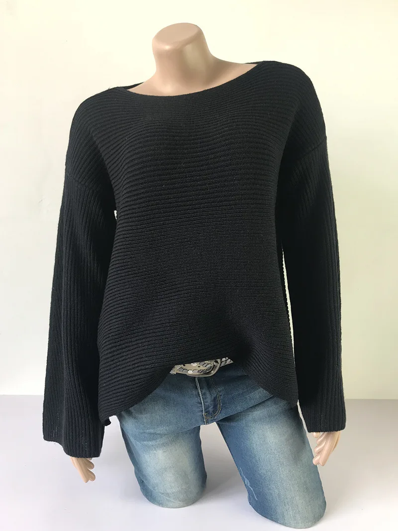 Женский вязаный свитер basicWomen однотонный пуловер на осень и зиму белый цвет 2019 |