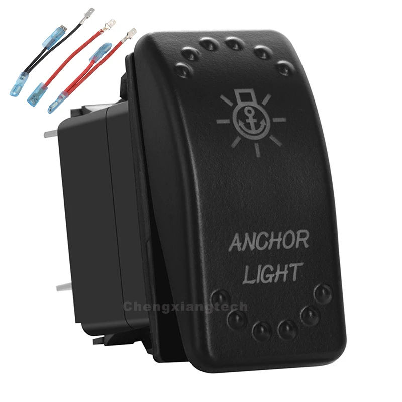 

Car Boat Green Led 5Pin On/Off SPST Rocker Switch Anchor Light 20A/12V 10A/24V Overload Protection+Jumper Wires Set