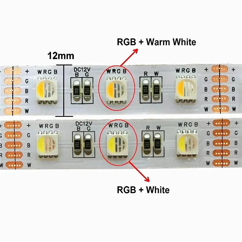 5 м 12 В SMD 5050 RGBW RGBWW Светодиодная лента RGB белый теплый 4 цвета в 1 светодиодный чип 60