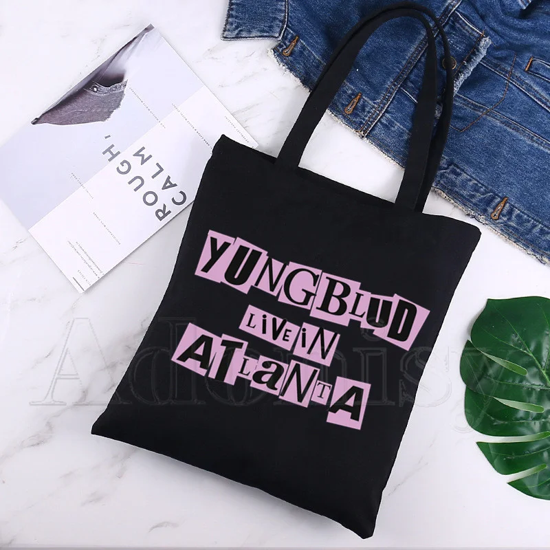 

Yungblud Women Female Foldable Canvas Shoulder Bag Canvas Tote Eco Shopping Bag Canvas Tote Bag Casual HandBag Daily Use