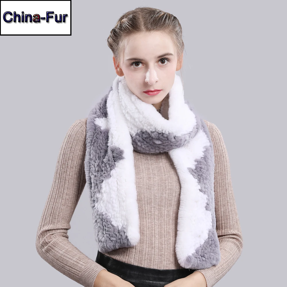 Брендовая шаль настоящий мех кролика шарфы женские качественные шарф из меха