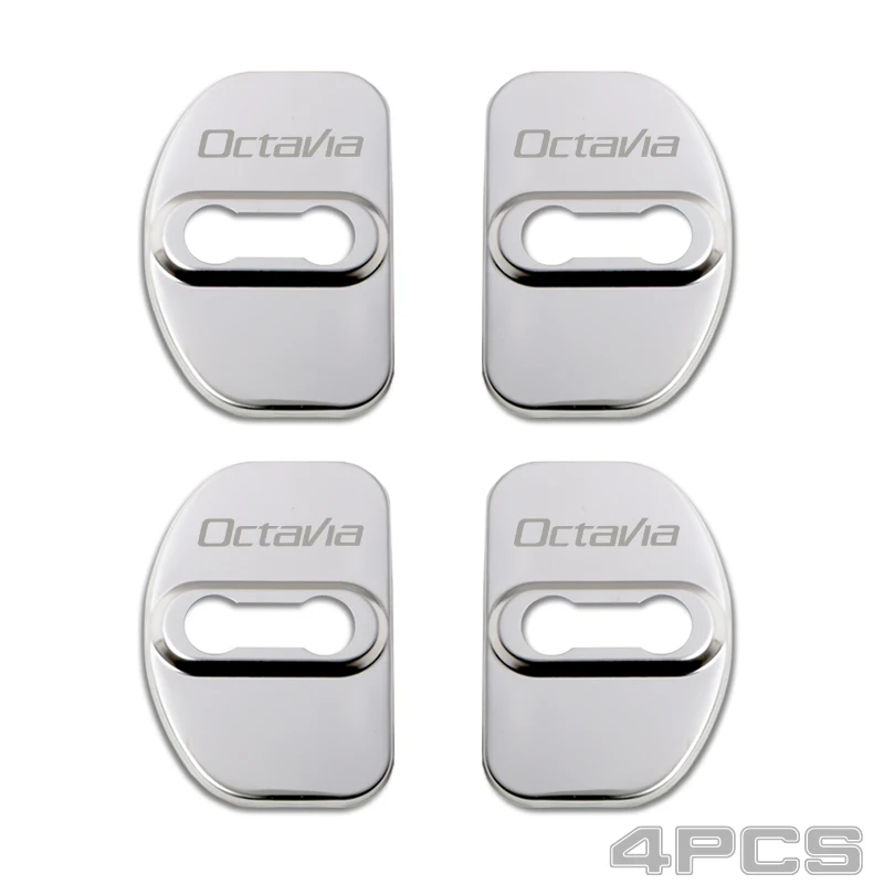 

4 шт. защитный чехол из нержавеющей стали для автомобильного дверного замка, чехол для Skoda Octavia 2 3 A5 A7 1, аксессуары 2022 2021 2020 2019 2018 2017