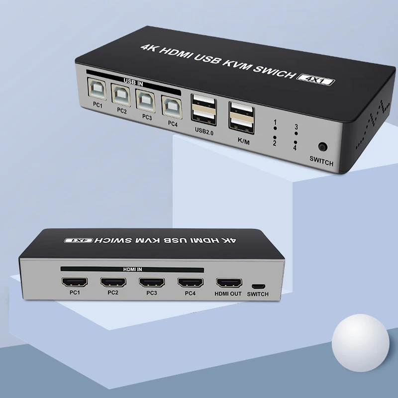 4 Порты и разъёмы HDMI Kvm переключатель Поддержка Max 4K 30 Гц Вход с USB2.0 концентратор в 1