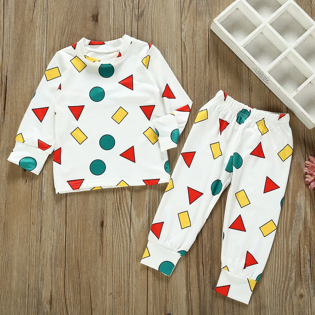 Детские топы с рисунком для маленьких мальчиков штаны пижамы одежда сна