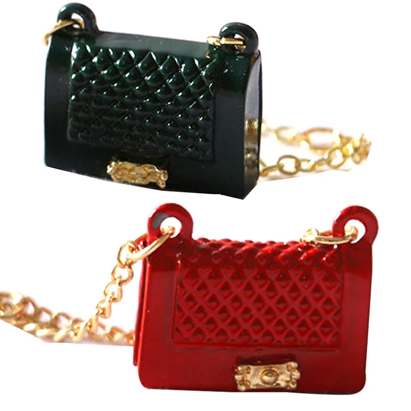 

Миниатюрная сумка для покупок, 1 шт., красная/цепь черного металла шт.