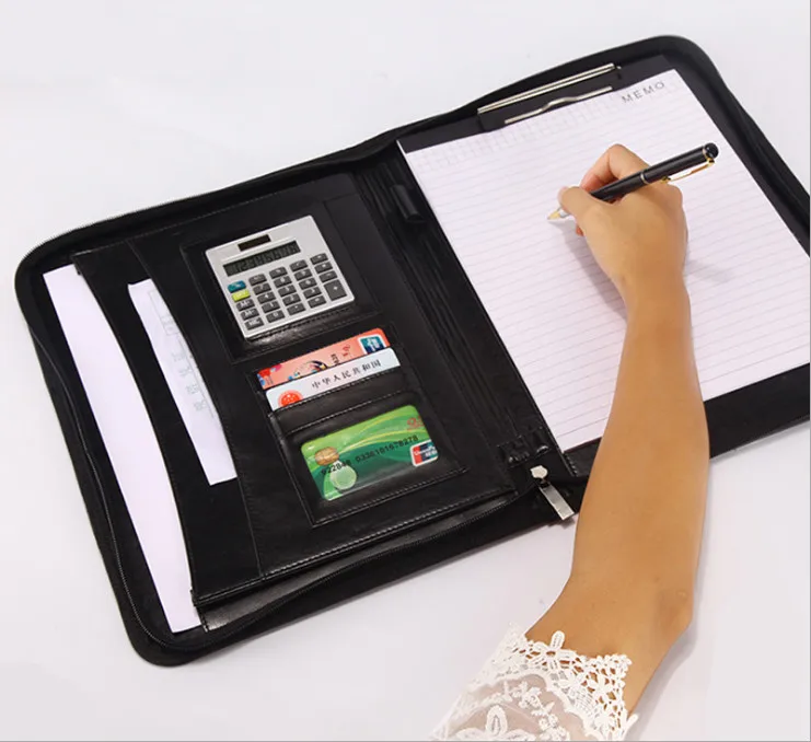 A4 PU Leather File Folder With Calculator Multifunction Office Supplies Organizer Manager Document Pads Briefcase Padfolio Bags |