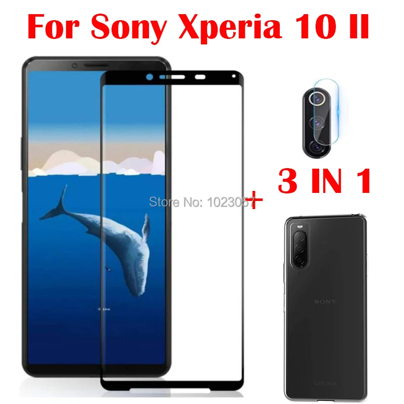 Чехол + закаленное стекло для камеры для Sony Xperia 1 5 10 II IV Защитное стекло для Sony Xperia 10 II 2.5D стекло