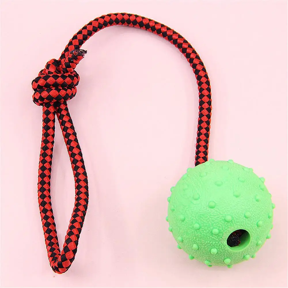 

Pet Molar Toy Dog Chew Rubber Ball With Rope Bite Resistant Solid Elastic Ball Dogs Interactive Training Toys Puppy Biting Balls