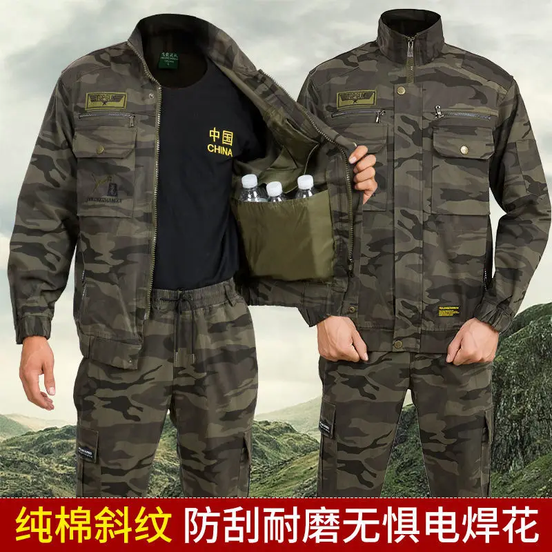 Spring Autumn Work Clothes Labor Insurance Welding Suit Men's Anti-scalding, Wear-resistant Comfortable Oversized Pocket Tooling