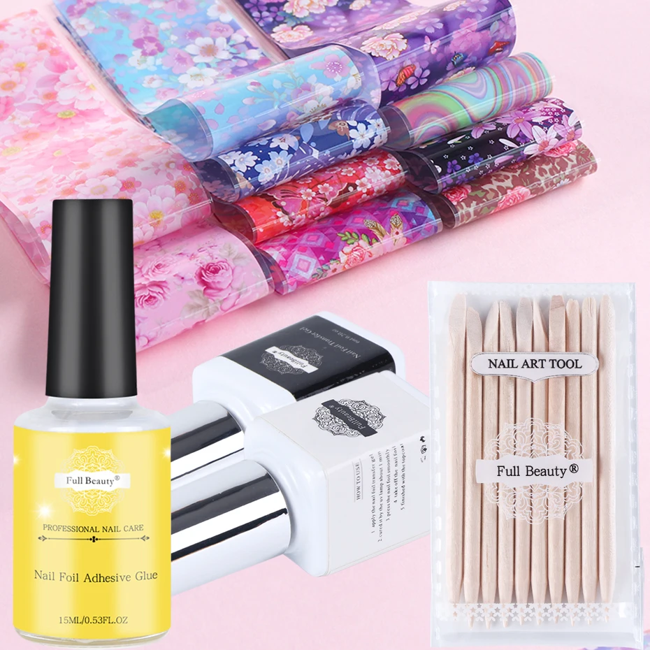 Фольга для ногтей набор клея смешанные цветы переводная фольга s Наклейка