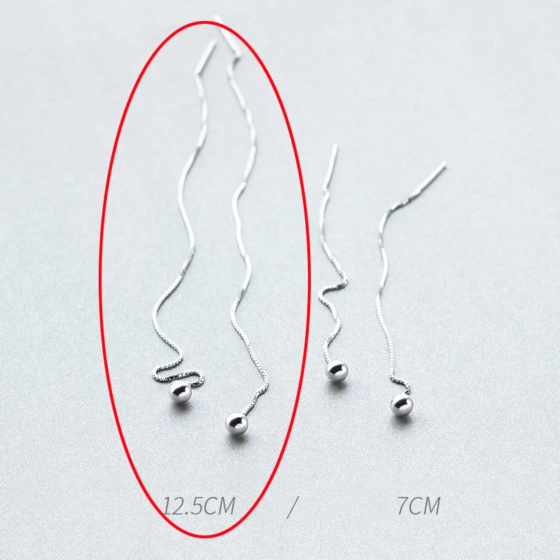 1 Pair 12.5cm Trusta, 925 пробы, серебряные серьги, ювелирное изделие, в виде капли, одноцветные, с бусинами, с ушной линией, в Крутом стиле, для девочек-подростков, для женщин, DS1277 - Окраска металла: 1 Pair 12.5cm