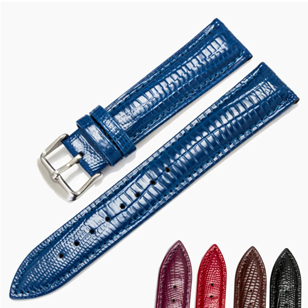 Фото - High Quality  14mm 16mm 20mm 22mm Watch Band Genuine Leather Straps Watch Accessories Lizard Pattern Watchbands remzeim genuine leather watchbands quick release sport men women watch straps 20mm 22mm replace strap watch accessories