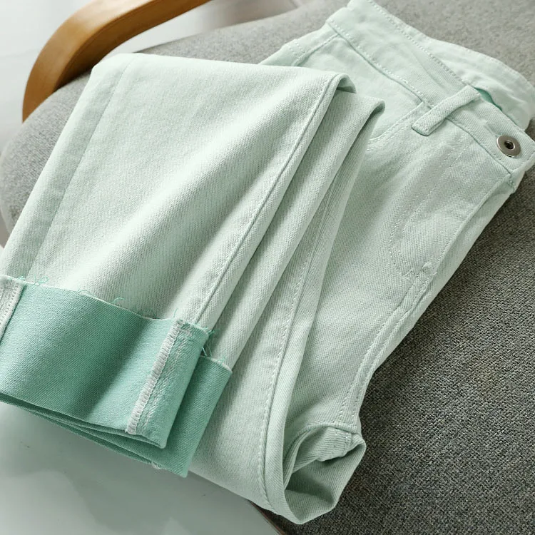 

High Waist Color Women's Jeans Mom's Fit Denim Pants