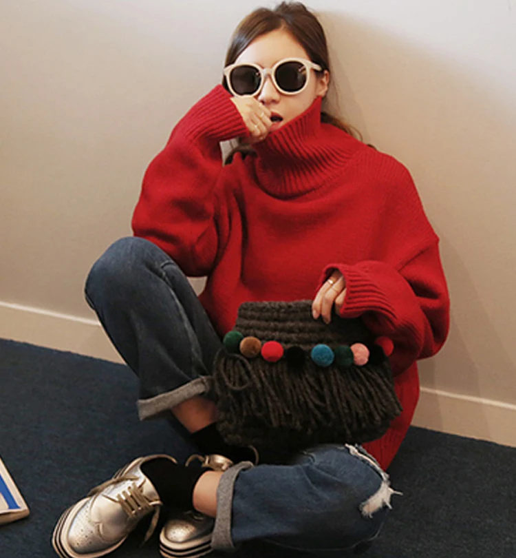 Кашемировые свитера с высоким воротом вязаные женские винтажные Модные осенние
