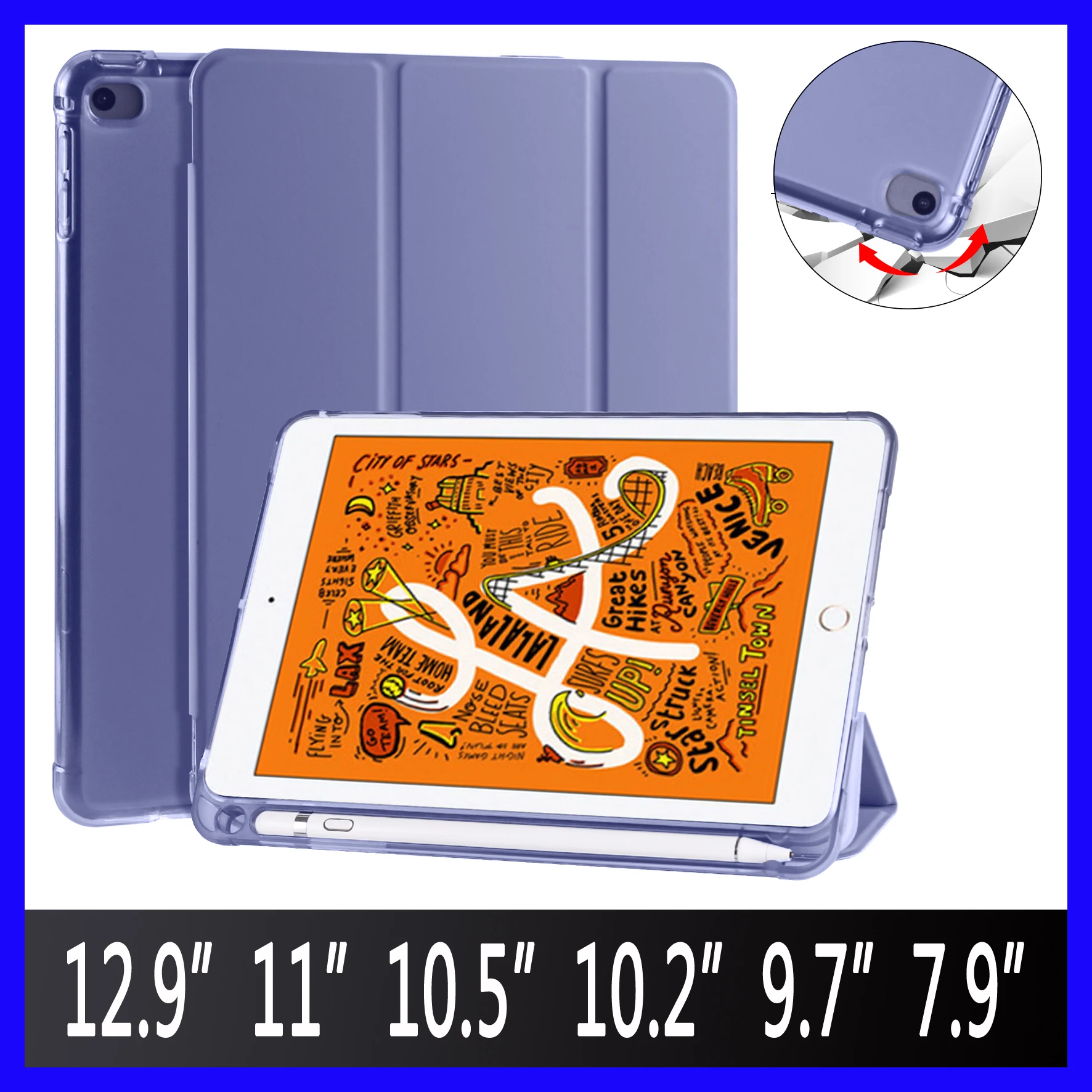 Для iPad 9 7 чехол Pro 12 10 5 'Air 3ཆ.2 дюйма 2017 2018 2019 мягкий с держателем для карандашей