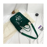 new type 2021 large capacity handled canvas bag female cute printed student bag fashion canvas one shoulder cross body bag