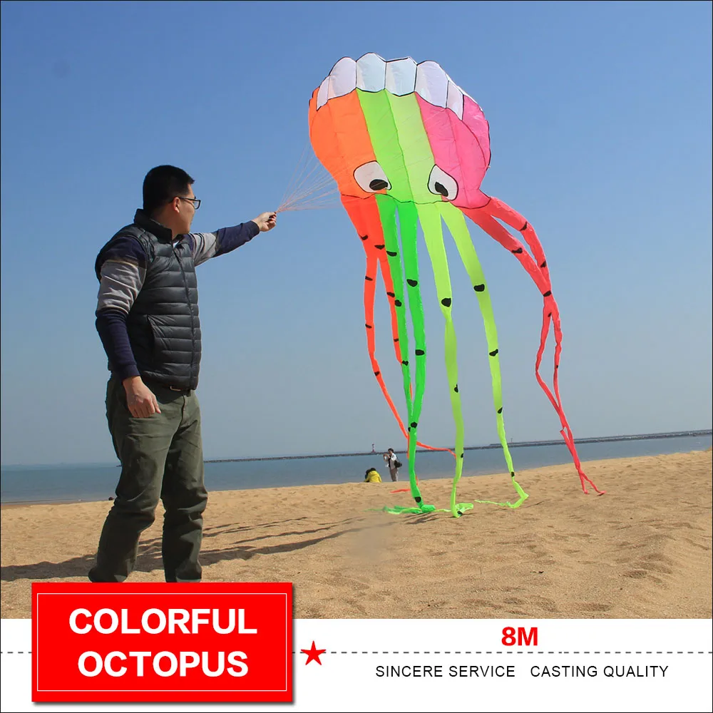 8 м красочный бумажный змей в форме осьминога мягкий надувной для audlts 3D