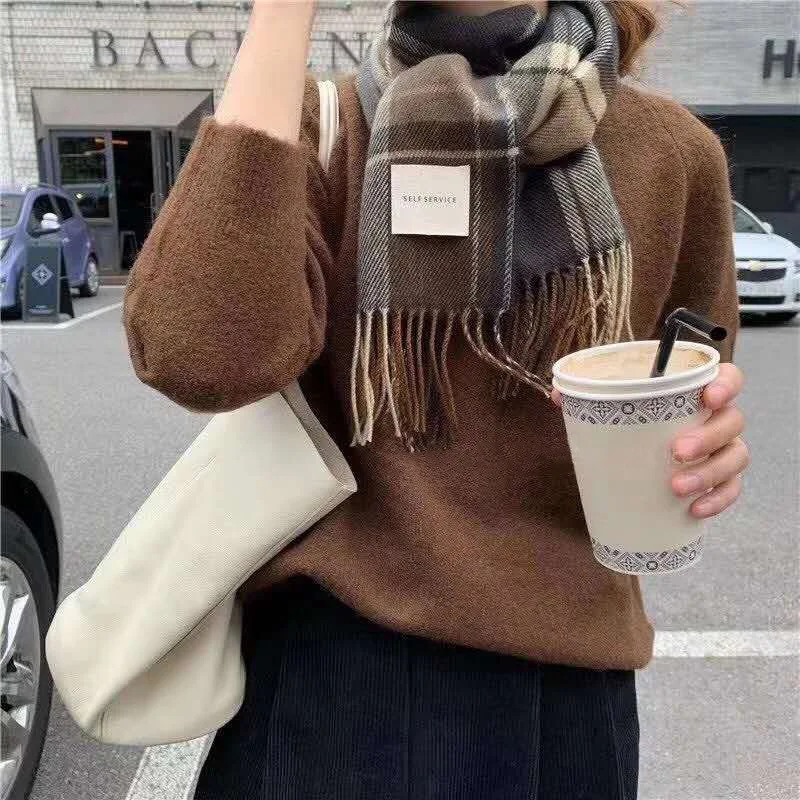 

Thick Warm Winter Scarf Design Print Women Cashmere Pashmina Shawl Lady Wrap Tassel Scarves Knitted Men Foulard Blanket