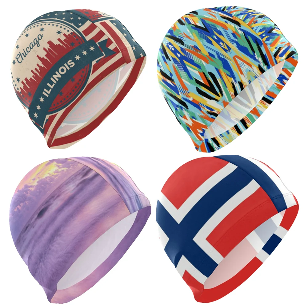 

Colorful Fashion Elastic Swimming Hats Stretchable Comfortable Ear Hair Protection Summer Swimming Pool Bathing Hat for Women