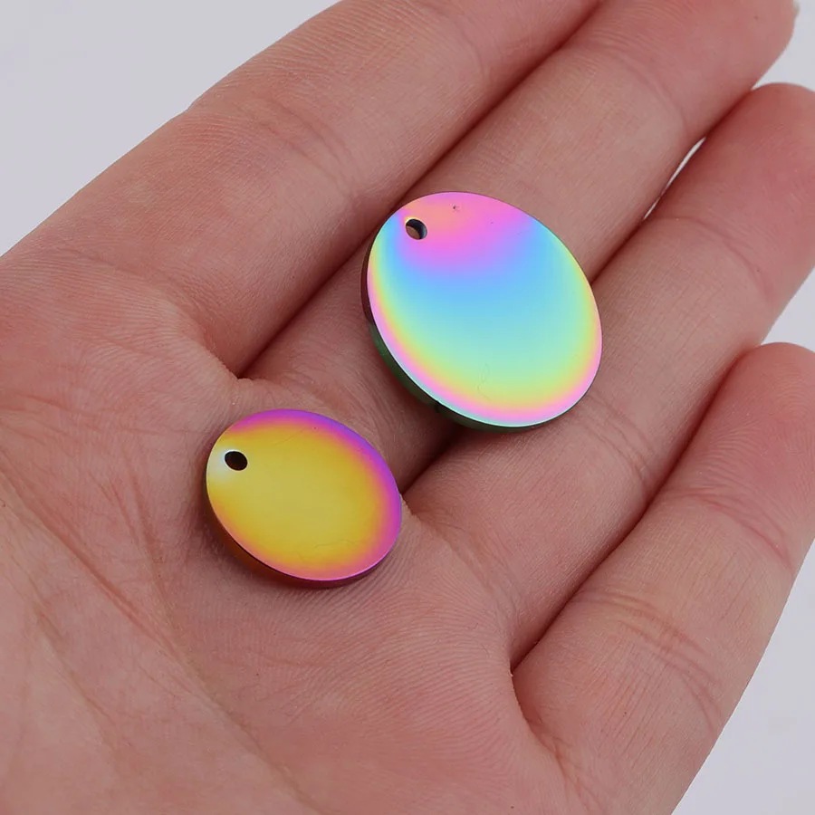 

Fnixtar 20Pcs Rainbow Round Discs Charms Mirror Polish Stainless Steel Charms For DIY Making Necklace Anklet Bracelets Jewelry