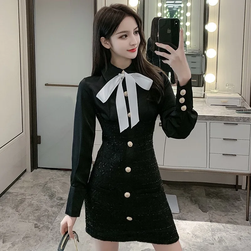 2020 новый тренд Рубашки для мальчиков в стиле пэчворк из твида Платье женское