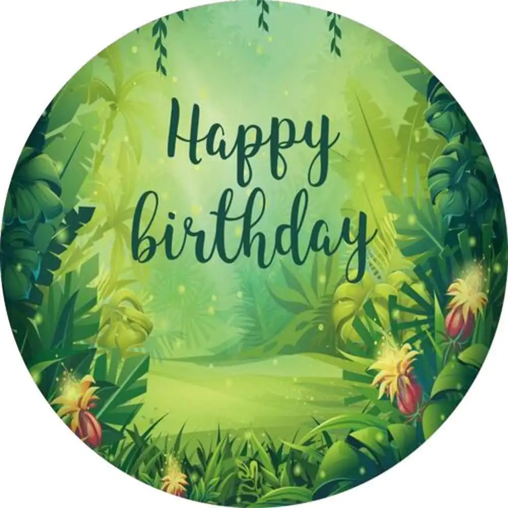 

Lion Jungle Round Backdrop Covers Fairy Tales Cartoon Wild One Photozone Decor Baby Shower Birthday Wallpaper Photocall