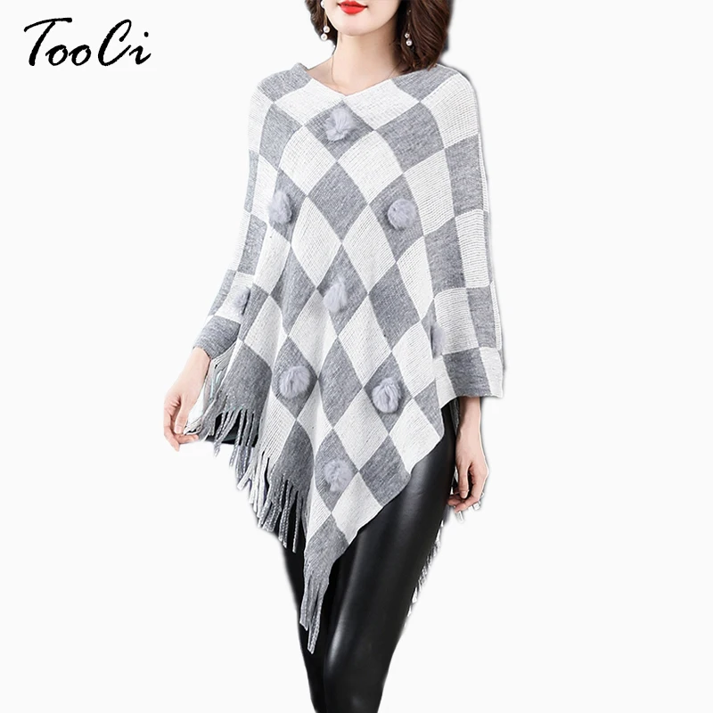 New Fashion Spring Women Red Scarf Shawl Poncho Knitted Pullover Batwing Square Tassel Sweater Sleeve And Capes | Женская одежда