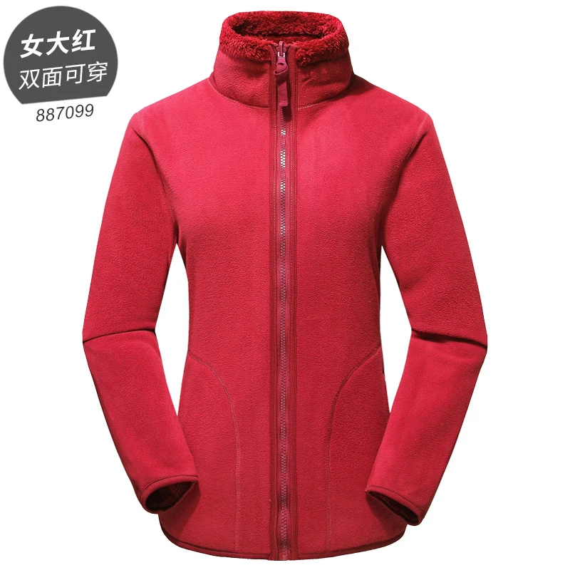 887099 red Winter Large Size Plus Velvet Reversible Jacket Men Women Outdoor Trekking Hiking Climbing Coat Sports Thermal Fleece Clothes - Цвет: 887099 red