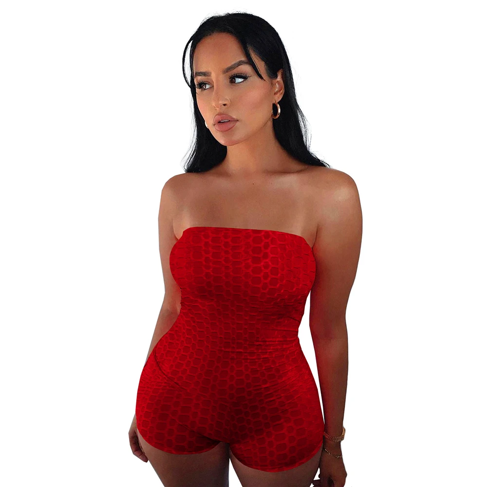 

4228 cross border 2021 summer new European and American women's clothing pure color wrapped breast pineapple cloth Yoga one-piec