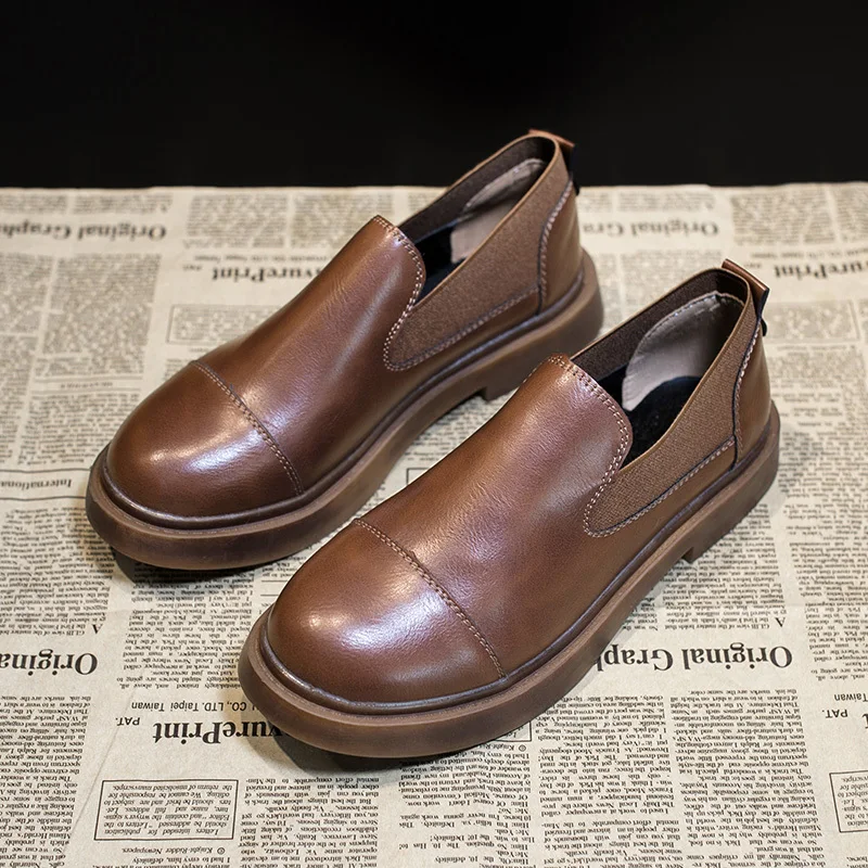 

Женские туфли-оксфорды в стиле ретро, женские туфли на плоской подошве, кожаные туфли на низком каблуке и плоской платформе, женская повседн...