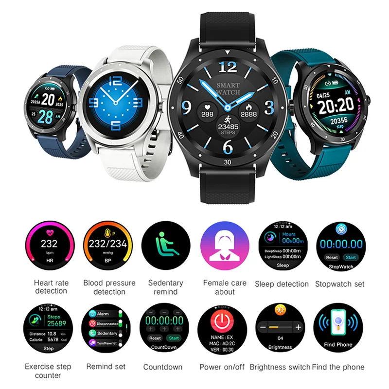 

Новые S6 полностью сенсорные Смарт-часы, водонепроницаемые, пульсометр, монитор артериального давления и сна, фитнес-трек, спортивный смарт-...