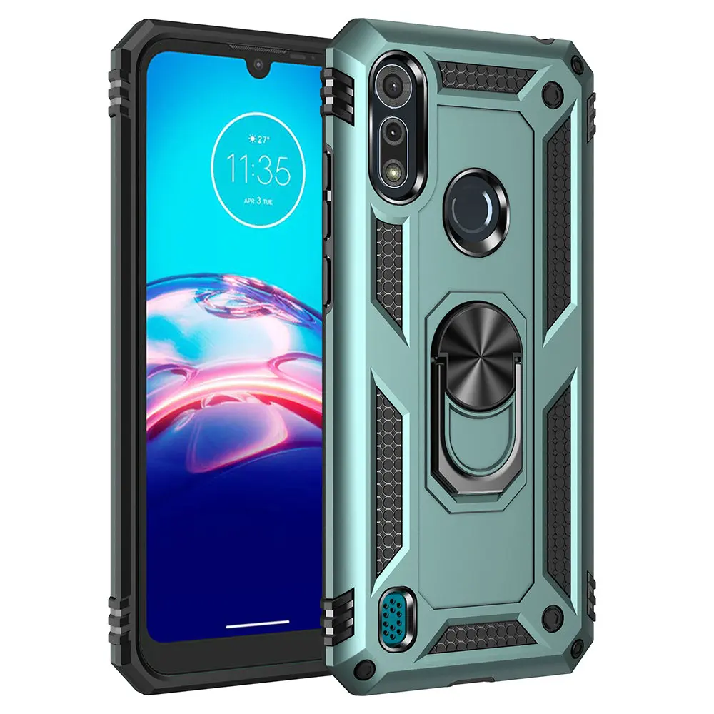 Противоударный чехол для Motorola E6S 2020 задняя панель металлический кольцевой