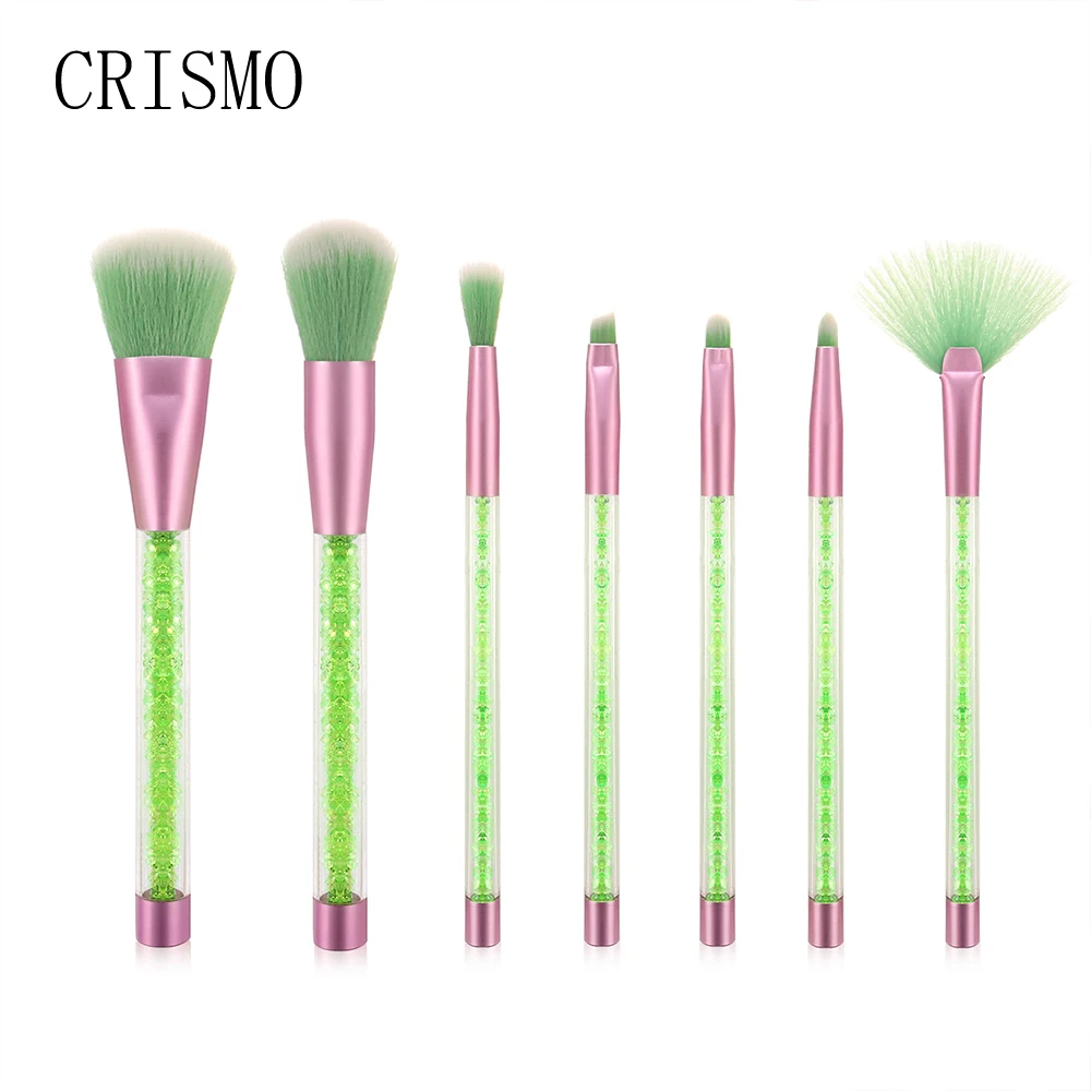 CRISMO 7Pcs Glitter Diamond Crystal Handle Makeup Brushes Set Powder Foundation Face Make Up Brush Cosmetic | Красота и здоровье