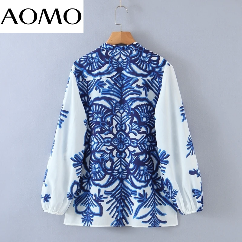 

AOMO Women Retro Flowers Print Romantic Blouse Shirt Long Sleeve 2021 Chic Female Shirt Tops SL212A