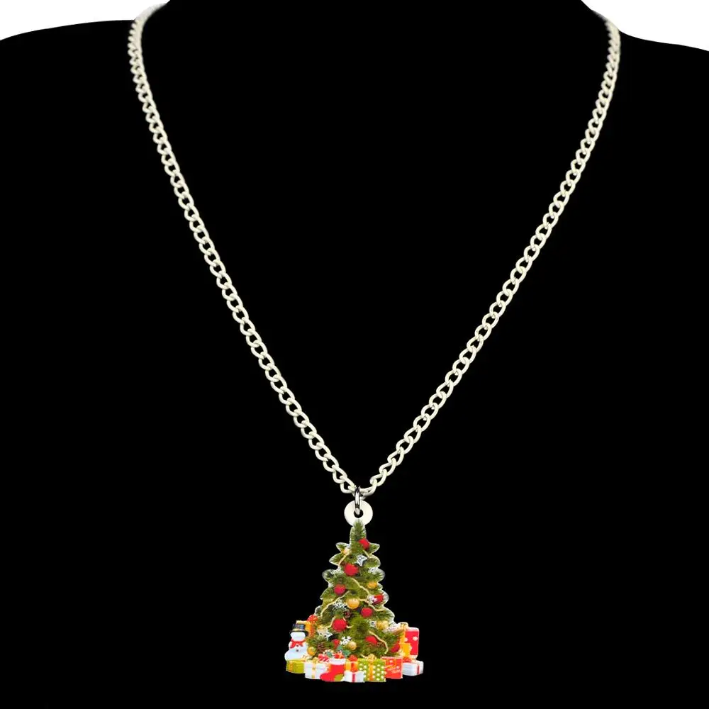 Bonsny Акриловая Рождественская елка Снеговик Подарочная коробка ожерелье чокер