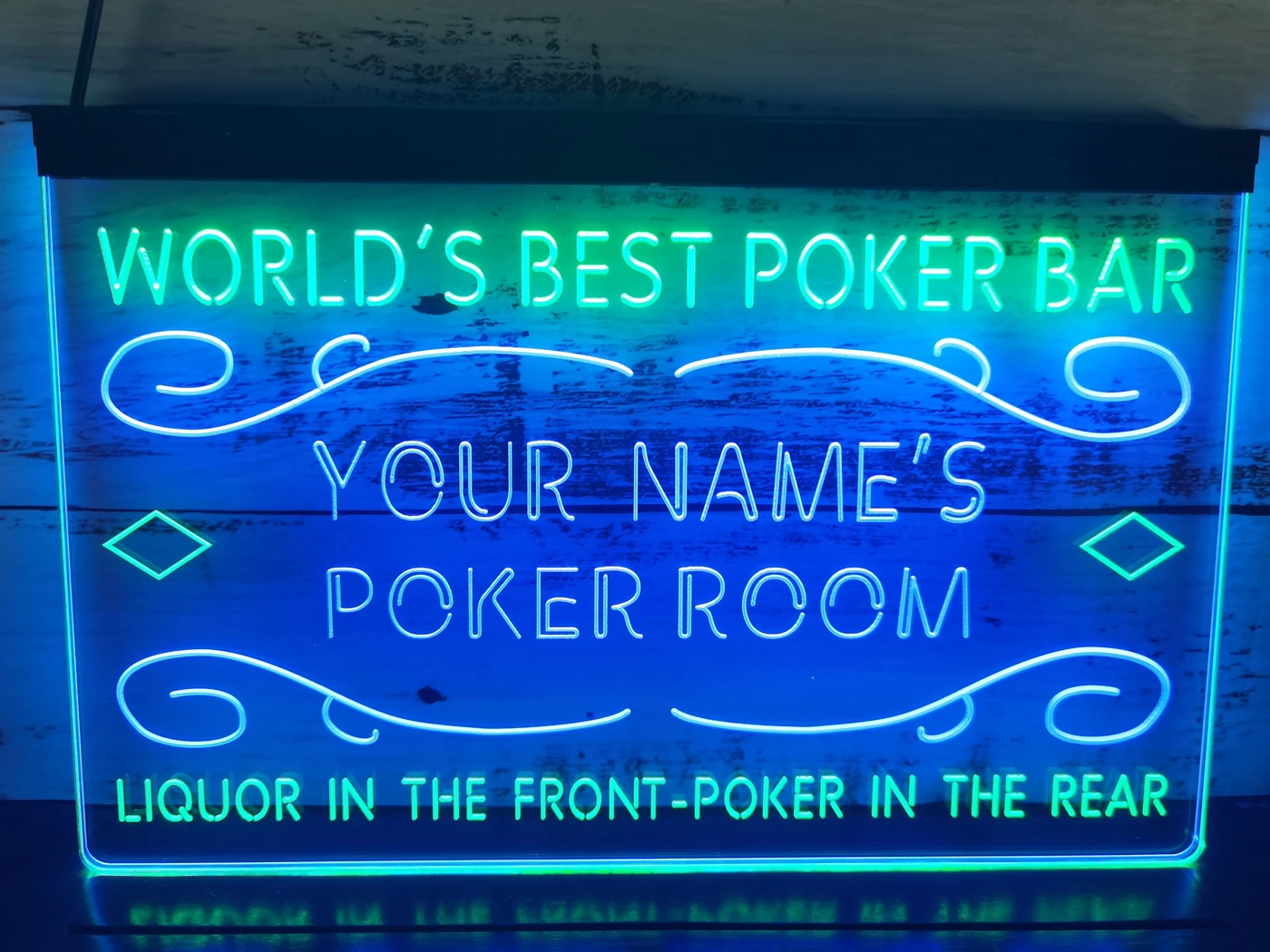 

0S032 Name Personalized Custom World's Best Poker Room Liquor Bar Beer Dual Color LED Neon Sign
