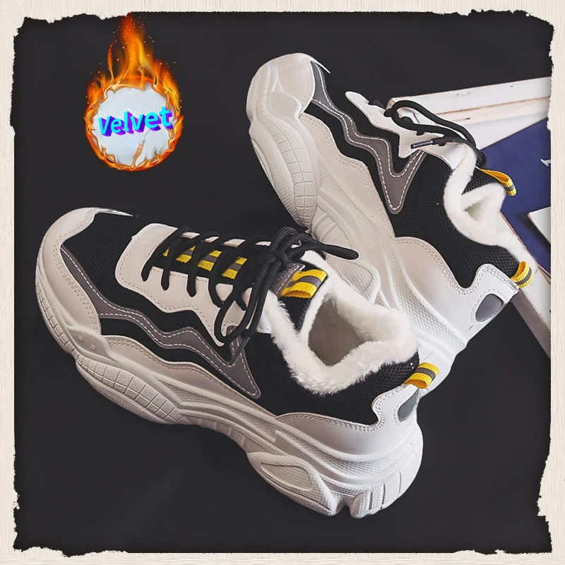 

2021 New Winter Plus Velvet Warm Men Ins Trend Platform Casual Running Sneakers Male Basketball Tennis Soft Sport Cotton Shoes