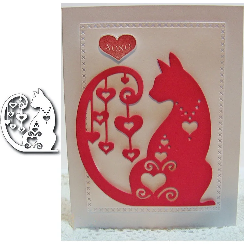 

Cat Hearts Shadow Shape Metal Cutting Dies Stencil For Scrapbooking Album Embossing Decorative DIY Handcrafts Templates Model