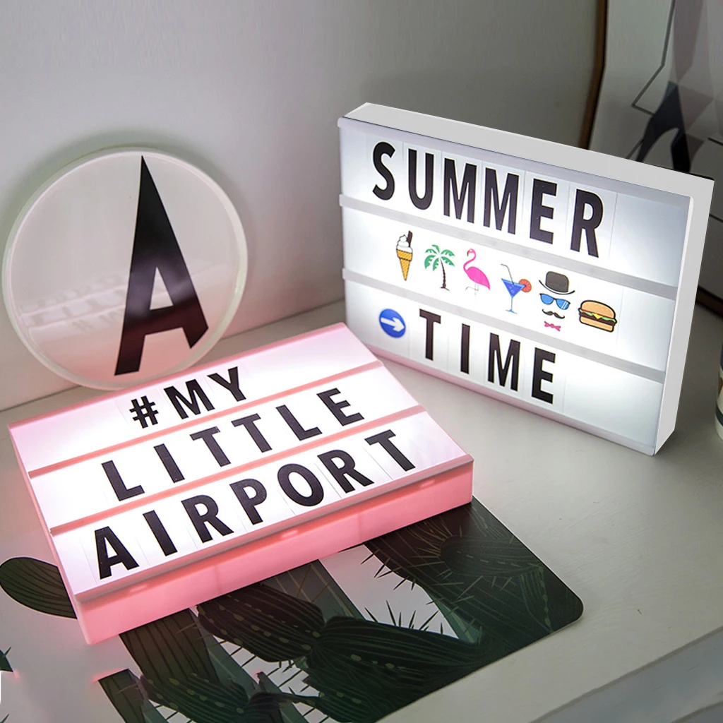 Светодиодный ночник с черно белыми буквами и картами в коробке питанием от