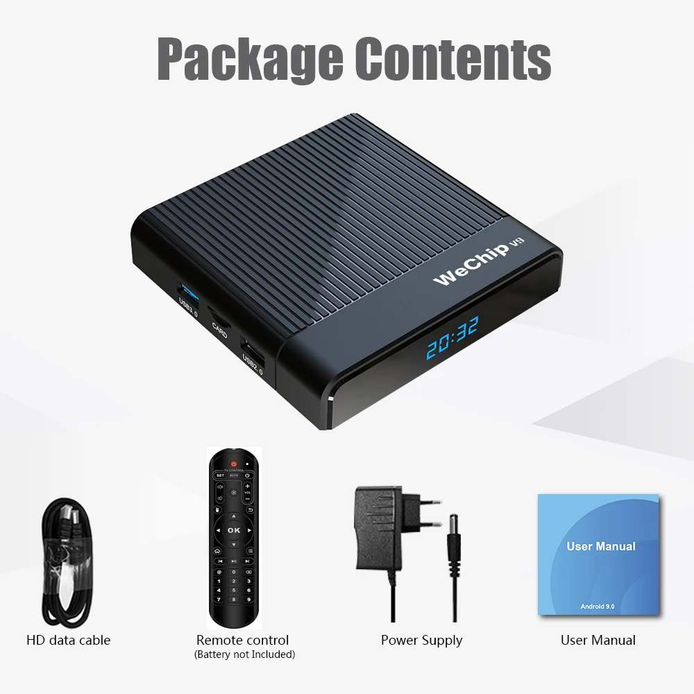 ТВ-приставка Wechip V9 Android 9,0 Amlogic S905X3 DDR3 4 Гб юаней 2,4 г/5 г Wifi Bluetooth 4,0 ТВ приставка YouTube 1080P HD плеер