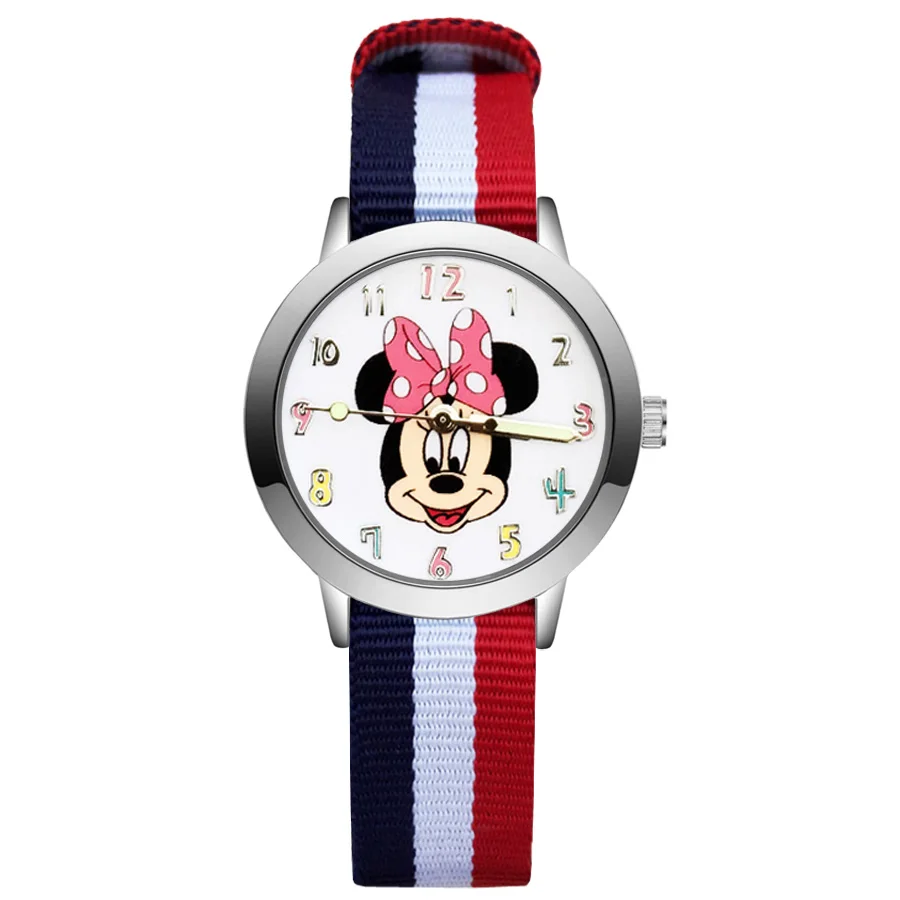 Children's Cute Cartoon Style Student Boy Girl Leather Nylon Steel Strap Quartz Wrist Watches JA03