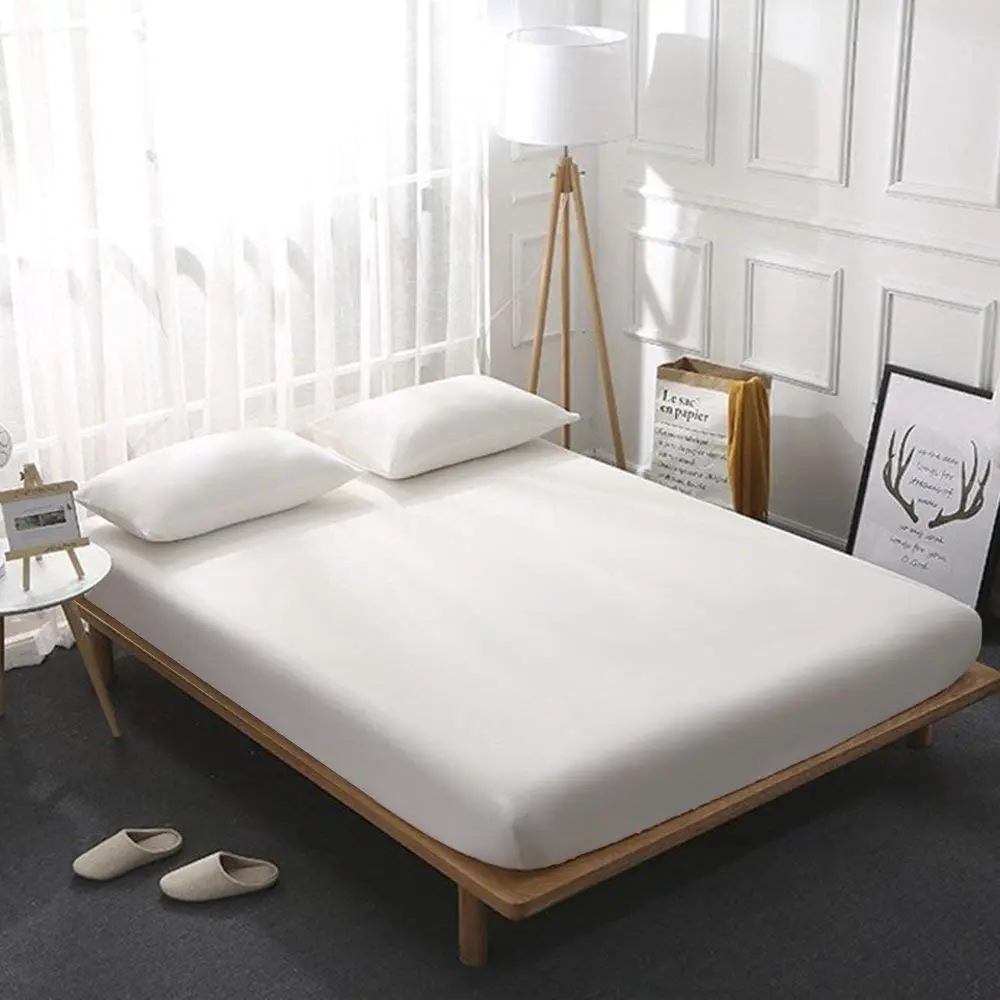 

Breathable Mattress Cover 100% Cotton Elastic Multi-size Washable Easy Install Bed Sheet Mattress Protective Case White Grey