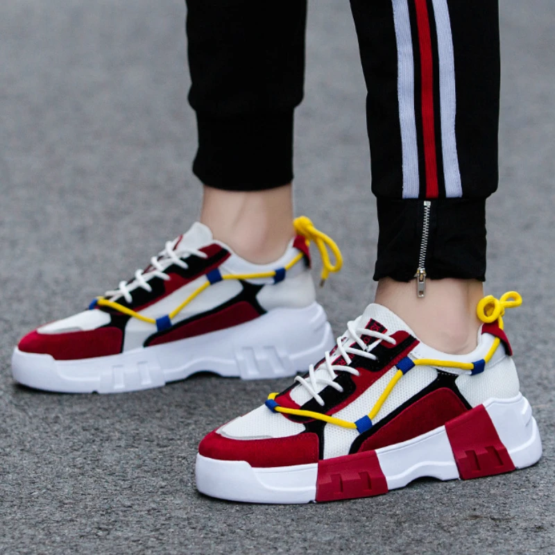 

Men Shoes Lightweight Comfortable Sneakers Fashion Lace-up Sneakers Men Thick Bottom Men Mesh Running Shoes